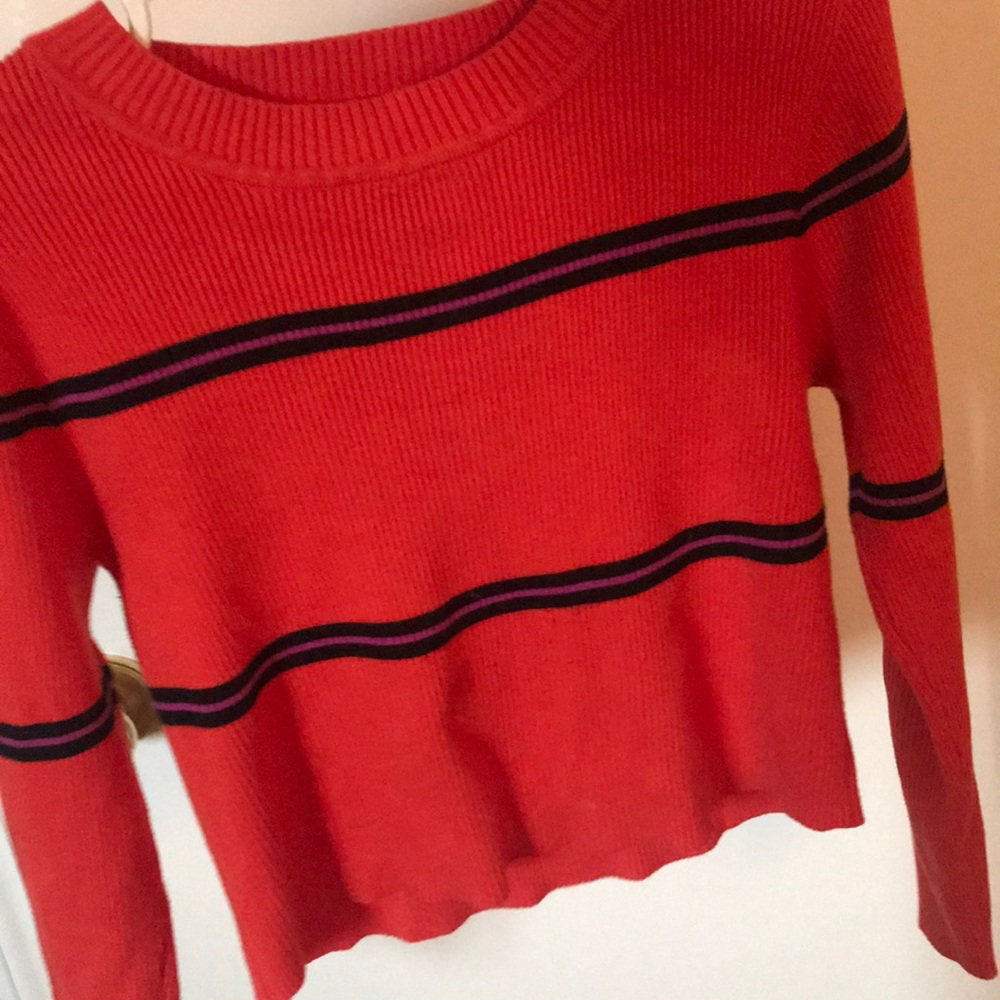 Paper Heart- Orange/red slight cropped long sleeve